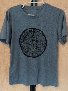 Men's Heather Slate Blue Graphic T-Shirt with Tree Ring Print